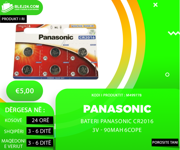 Bateri Panasonic CR2016 3V - 90MAH 6Cope