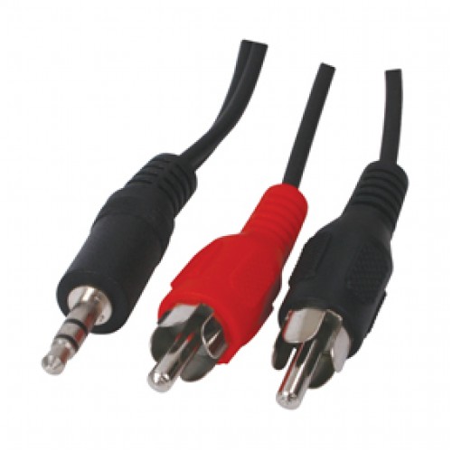 Audio kabell PC jack/cinch 5m, 3.5mm stereo jack - 2x RCA cable 