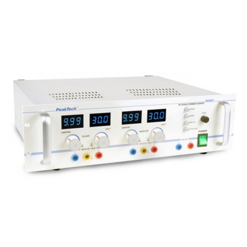 Regulated Dual Power Supply, 2 x 0-30 V/2 x 0-10 A, 5 V/3 A fixed