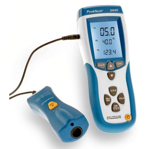 Peaktech Proffessional Dual Typ K-/IR-Thermometer, 3 3/4-digit